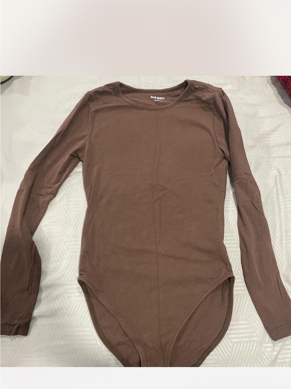 Old Navy Women's Chocolate Brown Long Sleeve Crew Bodysuit